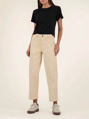 Kut From the Kloth Ashton High Rise Wide Leg Barrel Jeans 4 Cream 30x26.5 Porkch